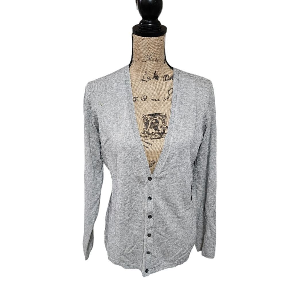 Tommy Bahama Grey Button Down Silk Cashmere Blend Cardigan Sweater Size Medium - Picture 3 of 5